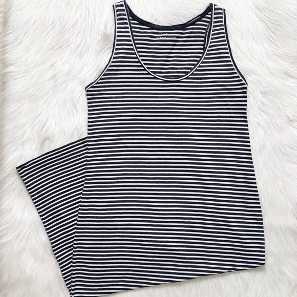 SOLD-Everlane Black and White Striped Casual Sleeveless Maxi Dress - Picture 8 of 11